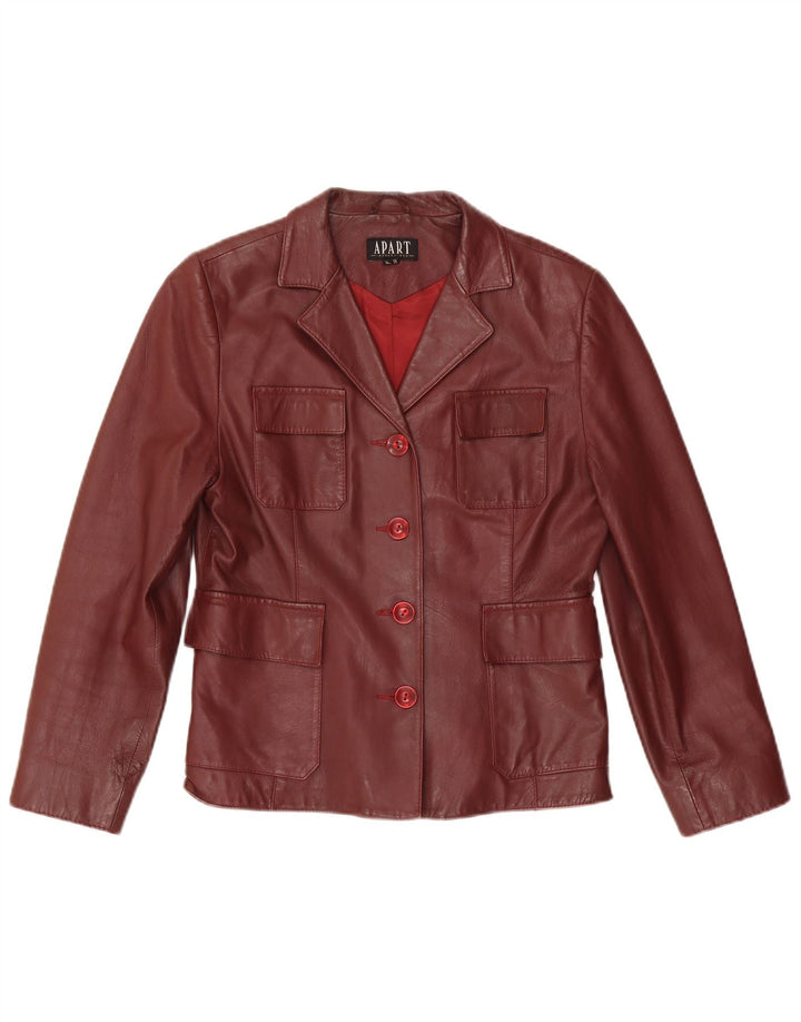 APART Damen-Blazerjacke aus Leder mit 4 Knöpfen, Gr. 12, mittleres burgunderrotes Leder