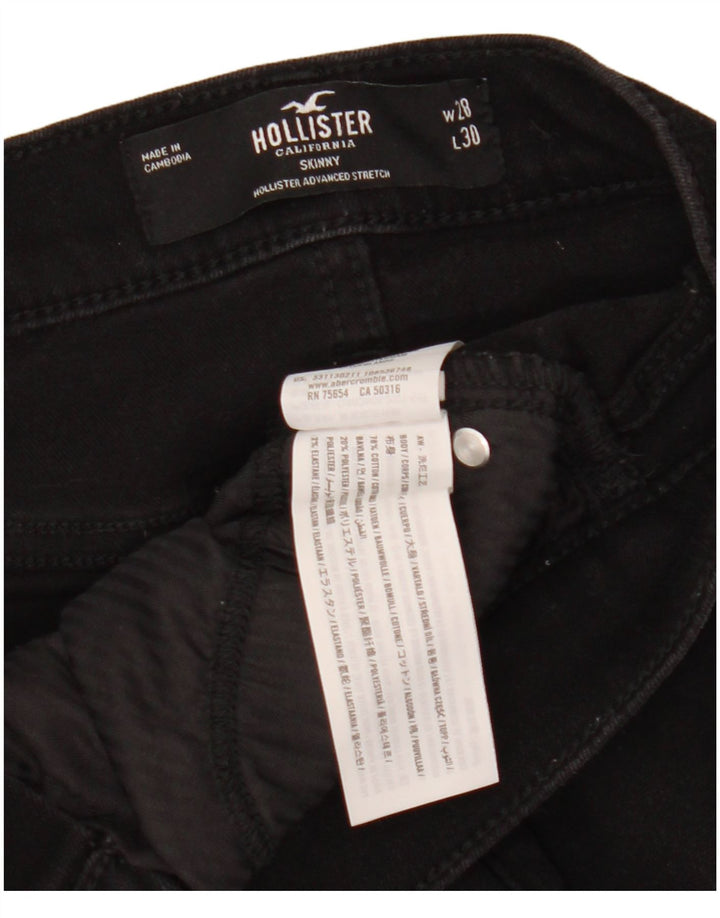 HOLLISTER Damen Skinny Jeans W28 L30 Schwarze Baumwolle