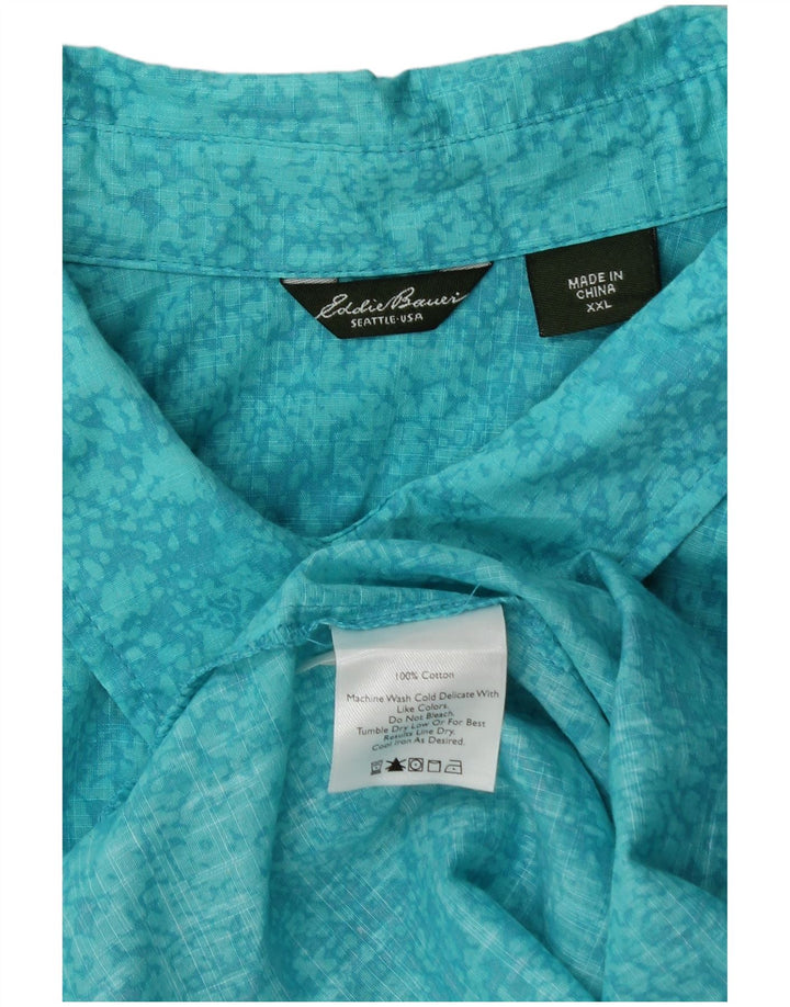 Eddie Bauer Damen-Hemd mit abstraktem Muster, UK 20 2XL, blaue Baumwolle
