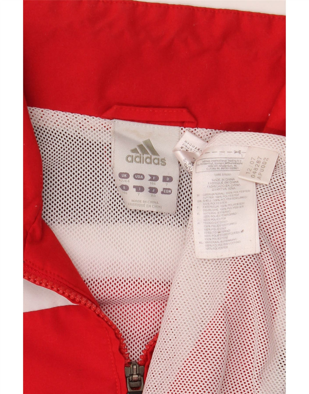 Adidas Herren-Trainingsanzugoberteil, UK-Größe 42/44, großes rotes Colourblock-Polyester