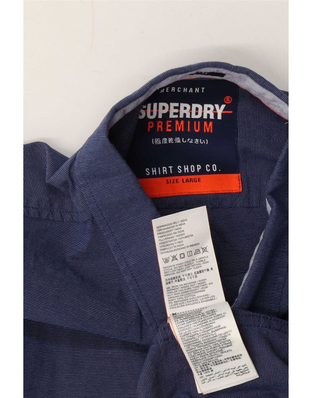 Superdry Herren Kurzarm-Hemd in normaler Passform, mittelmarineblaue Baumwolle