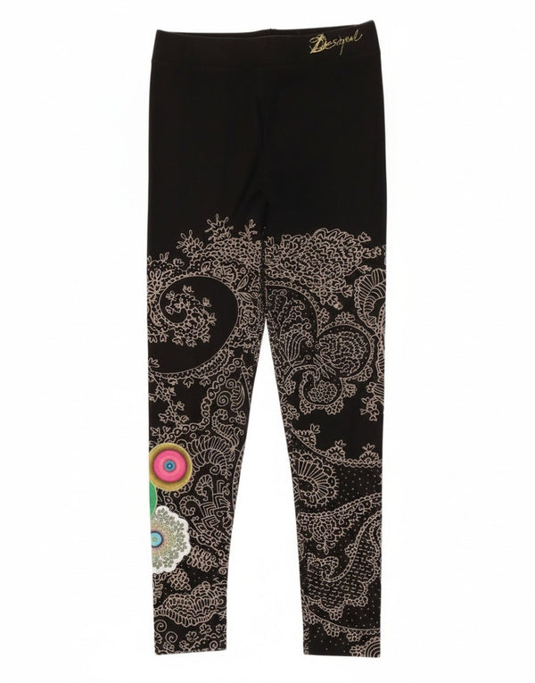 Desigual Damen Grafik-Leggings UK 12 Medium Schwarz Paisley