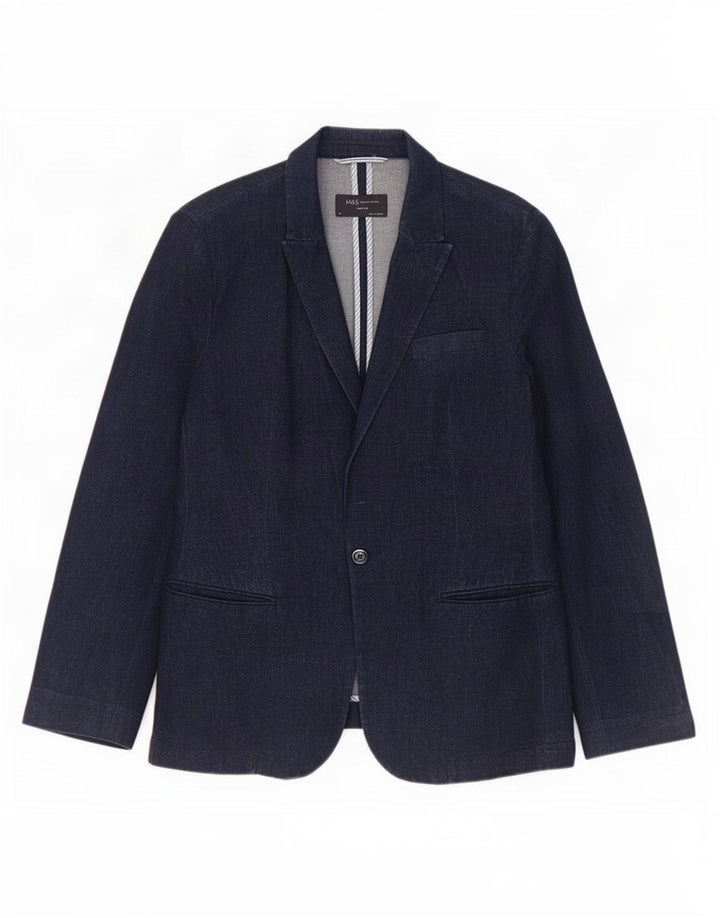 Marks & Spencer Damen 1-Knopf-Blazerjacke, UK 14, mittleres Marineblau