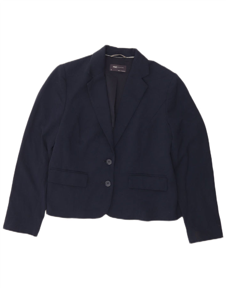 Marks & Spencer Damen-Blazer mit 2 Knöpfen, Größe UK 14, mittleres Marineblau