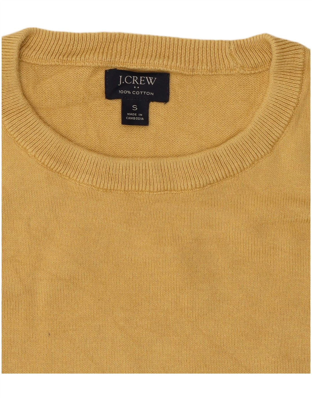 J. Crew Herren-Pullover mit Rundhalsausschnitt, Größe S, Baumwolle, Gelb
