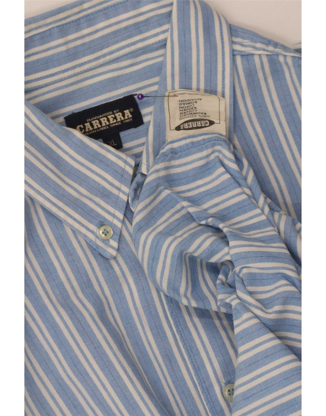 Carrera Herrenhemd XL Blau gestreift aus Baumwolle