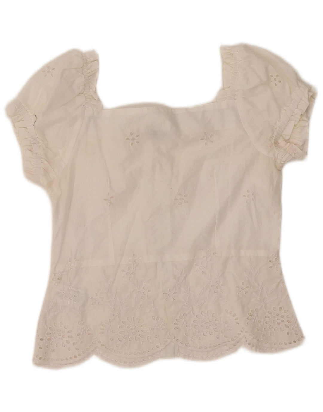 WAREHOUSE Damen Kurzarm-Hemdbluse UK 10 Small Weiß Polyester