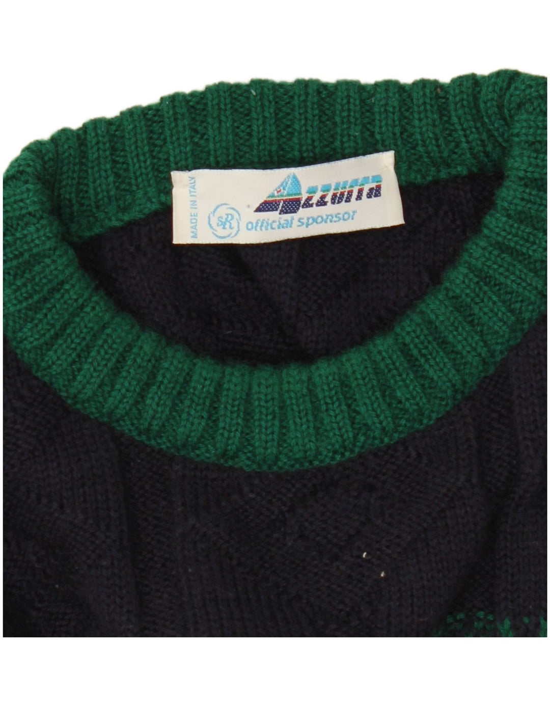 Azzurra Herren-Pullover mit Rundhalsausschnitt, IT 50, mittleres Marineblau, geometrisch