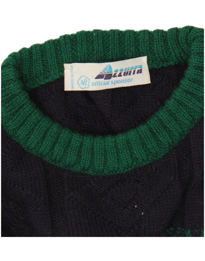 Azzurra Herren-Pullover mit Rundhalsausschnitt, IT 50, mittleres Marineblau, geometrisch