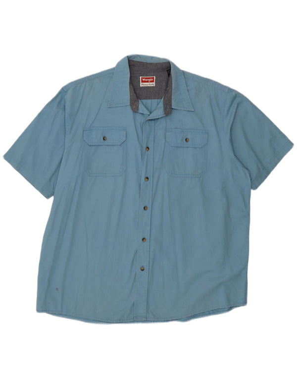 Wrangler Herren Kurzarmhemd XL Blau Baumwolle