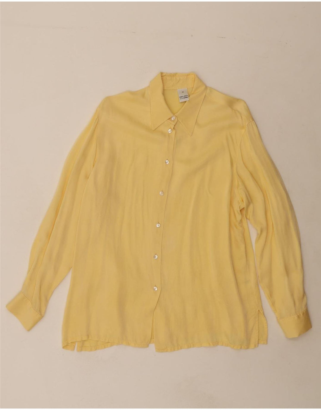 VINTAGE Womens Shirt EU 42 Large Yellow Cupro Vintage Vintage and Second-Hand Vintage from Messina Hembry 
