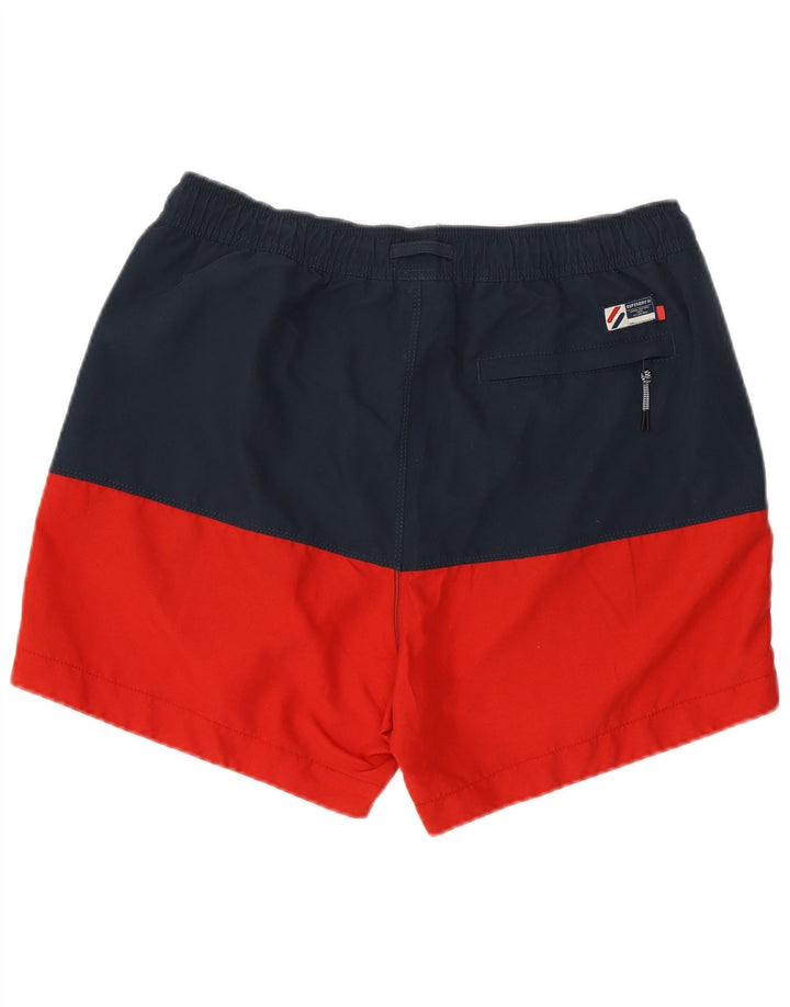 Superdry Herren-Badeshorts, mittelgroß, Marineblau, Farbblock-Polyester