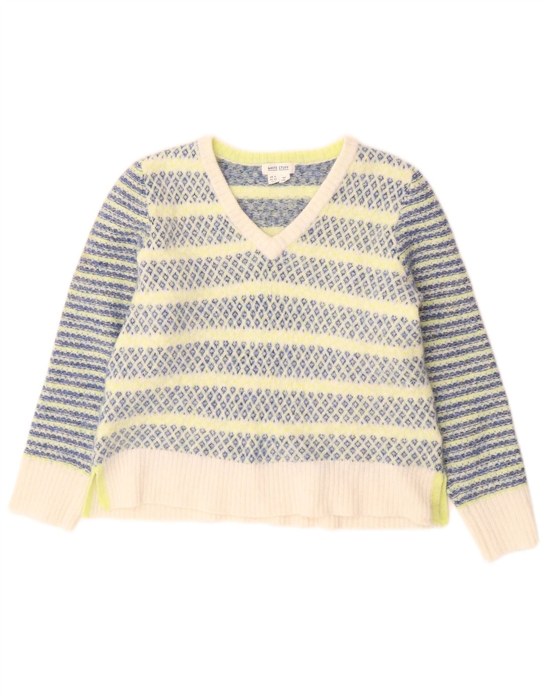 White Stuff Damen-Pullover mit V-Ausschnitt, Größe M, mehrfarbig