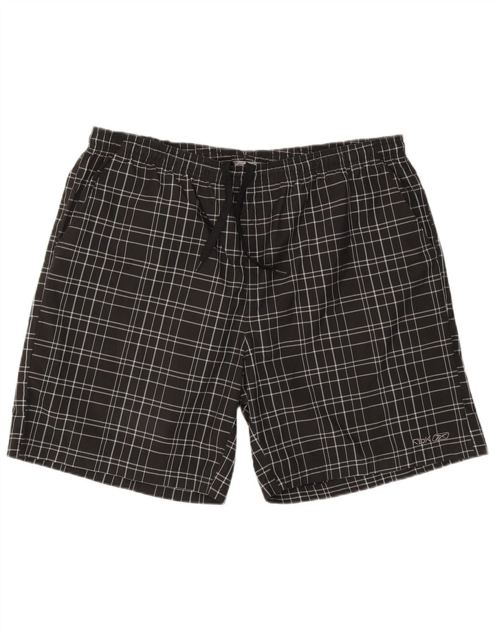 Reebok Herren Badeshorts 2XL Schwarz kariertes Polyester