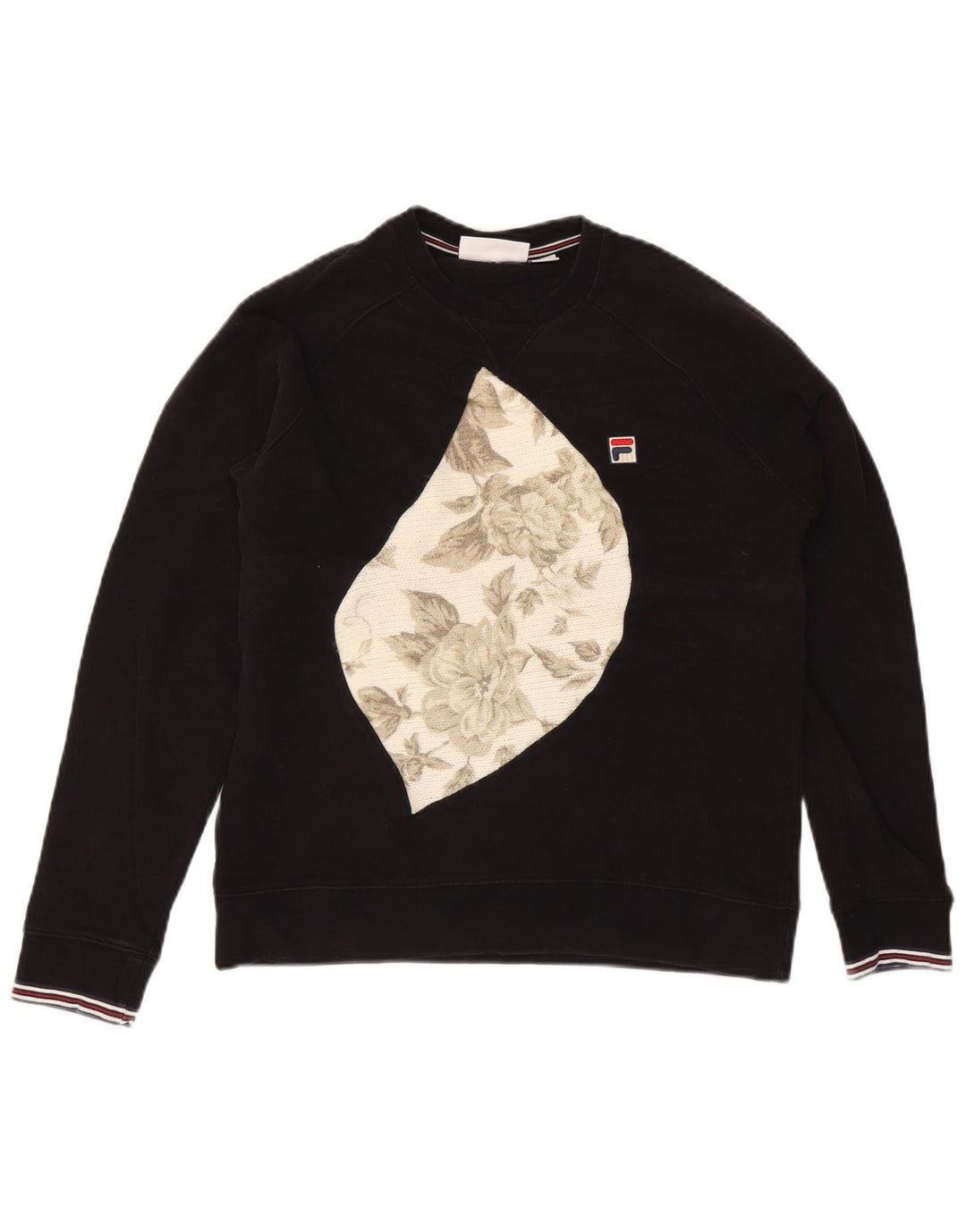 Fila Herren-Sweatshirt mit Grafik, klein, schwarz gesprenkelte Baumwolle