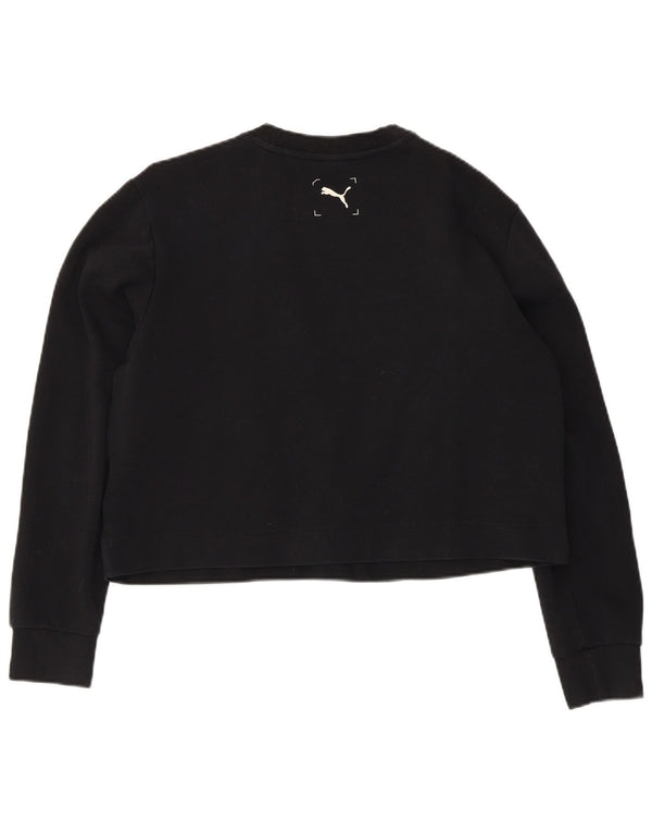 Puma Damen Graphic Crop Sweatshirt Pullover UK 14 Medium Schwarz