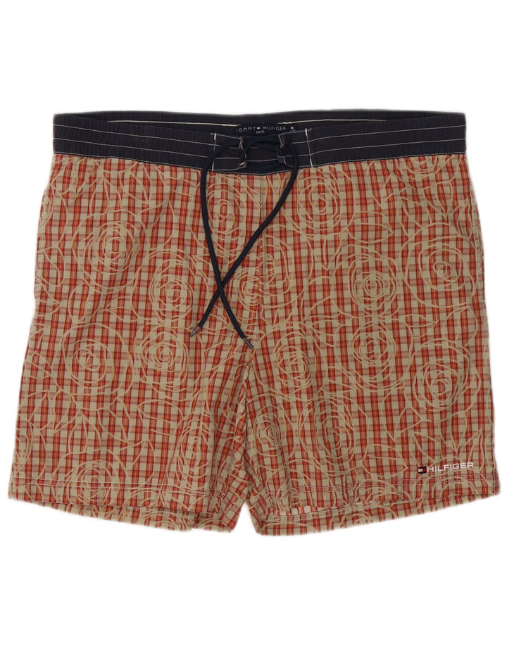 Tommy Hilfiger Herren-Badeshorts, mittelrot, kariert, Baumwolle