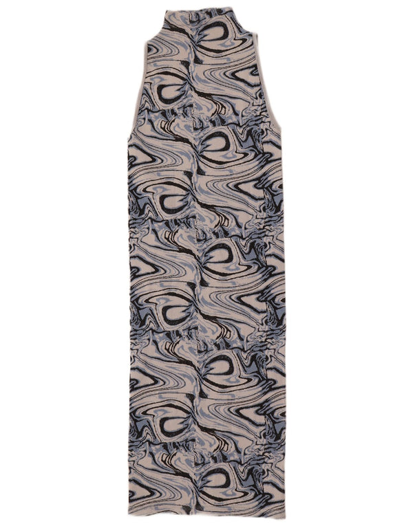 Zara Womens Abstract Pattern Ärmelloses, figurbetontes Kleid UK 4 XS Mehrfarbig
