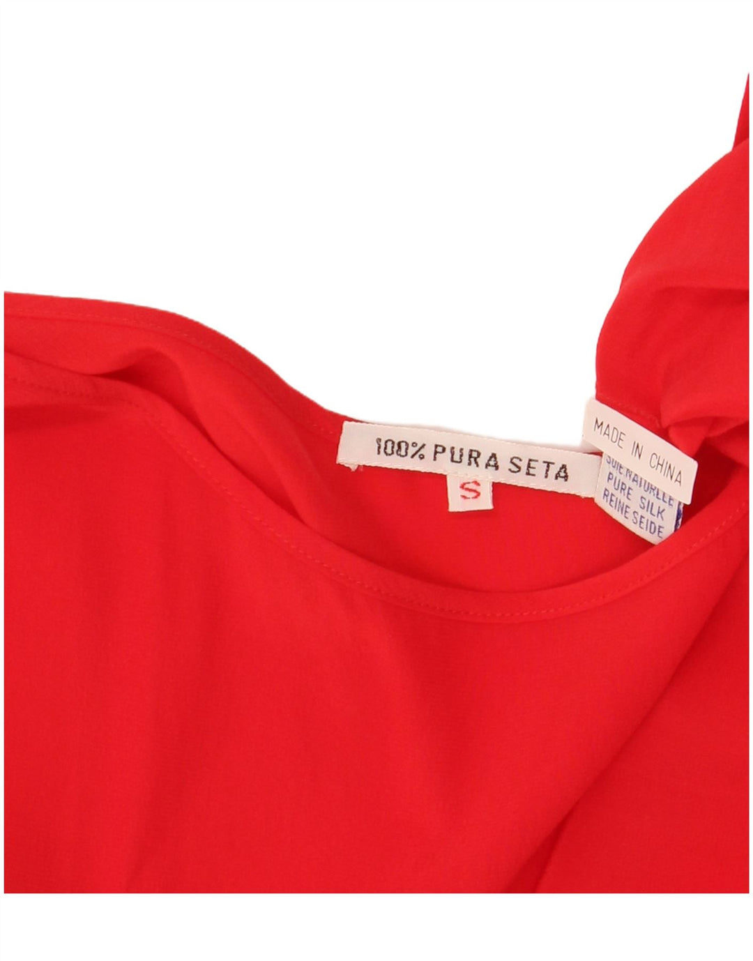 VINTAGE Damen Weste Top UK 10 Kleine rote Seide
