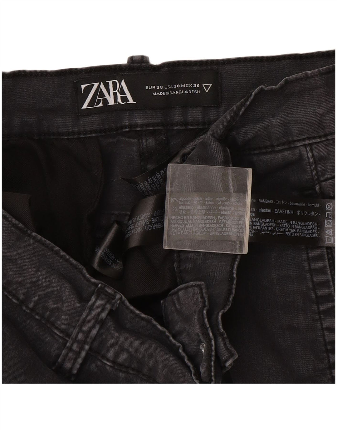 Zara Slim Cargo-Hose für Herren, EU 38, Größe S, W30, L30, Grau, Baumwolle