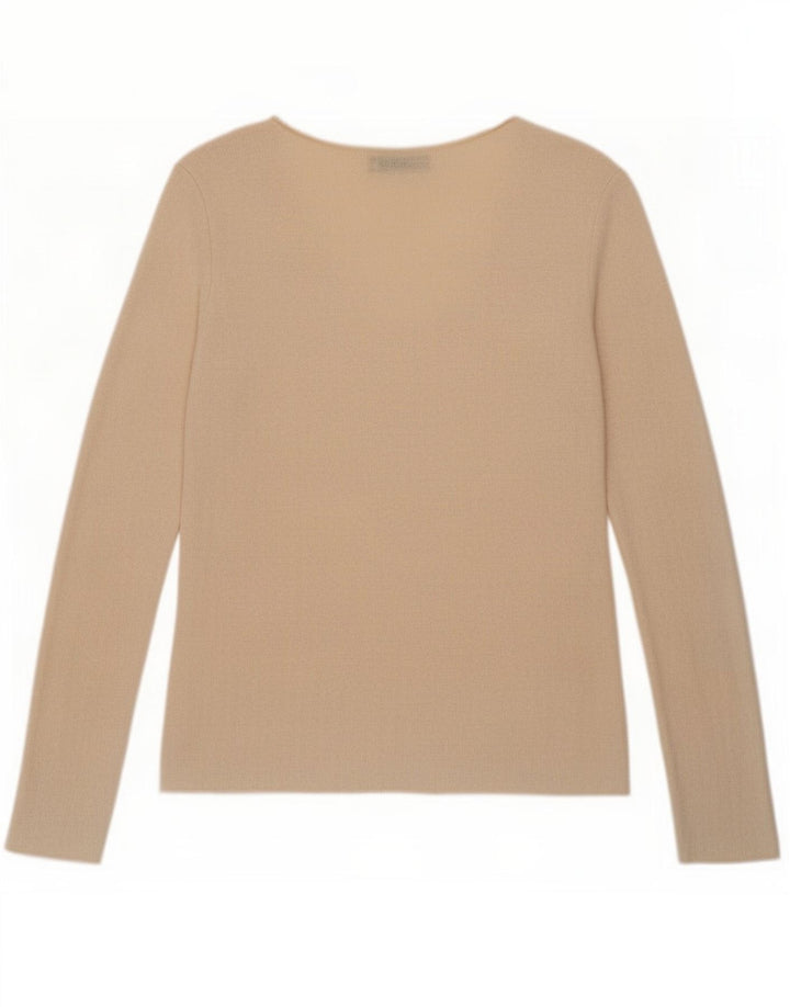 Zara Damen Top Langarm UK 10 Small Beige Viskose