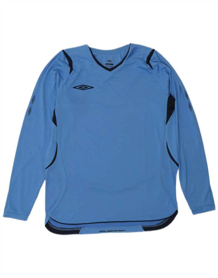Umbro Herren-Top, langärmelig, klein, blau, Farbblock-Polyester