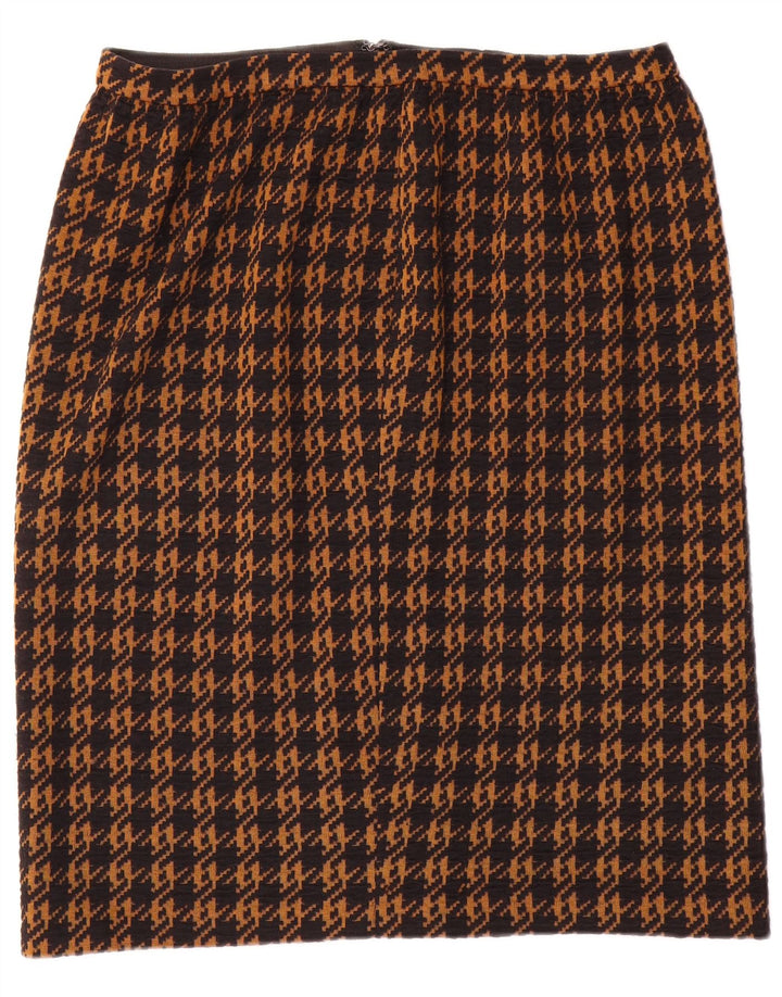 Vintage Damen Gerader Rock W32 Großer brauner Hahnentritt