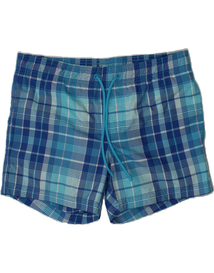 SUNDEK Boys Swimming Shorts 9-10 Years  Blue Check Polyester Vintage Sundek and Second-Hand Sundek from Messina Hembry 