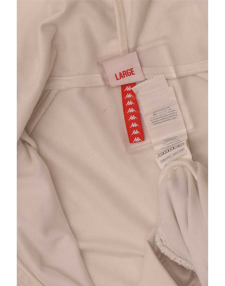 Kappa Herren-Kapuzenpullover mit grafischem Reißverschluss, groß, aus weißem Polyester