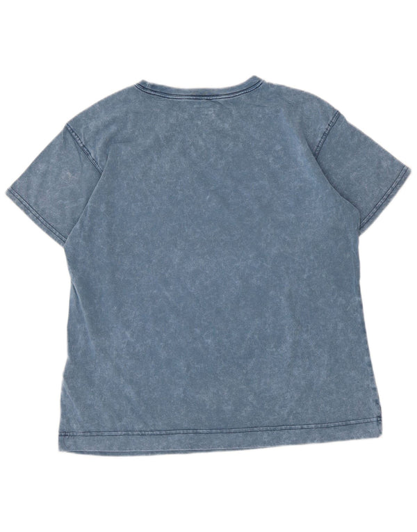Champion Womens Graphic T-Shirt Top UK 14 Medium Blue Tie Dye Cotton
