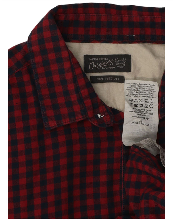 Jack & Jones Herren-Kurzarmhemd aus mittelroter Gingham-Baumwolle