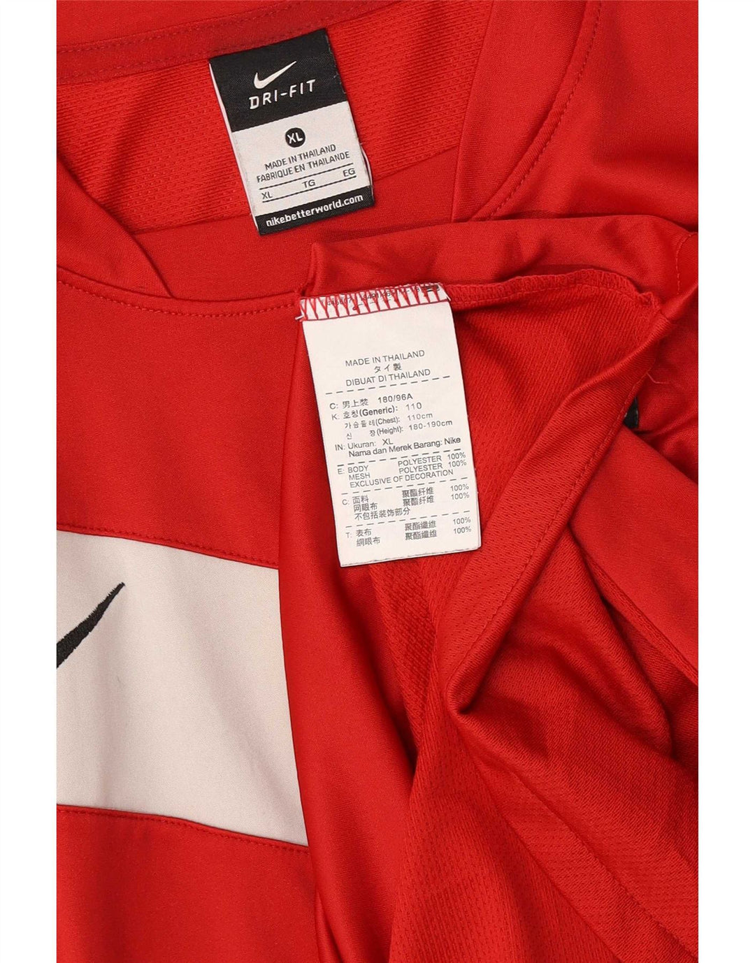Nike Herren Dri Fit Grafik-T-Shirt-Oberteil XL, rotes Farbblock-Polyester