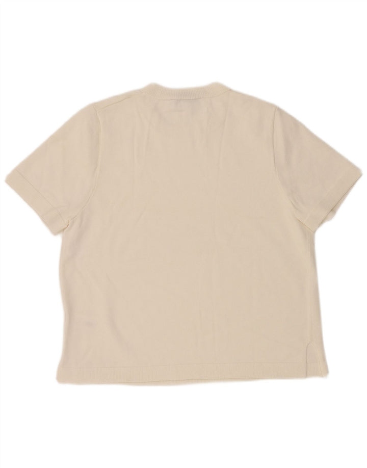 Zara Damen T-Shirt Top UK 14 Mittelweiße Viskose