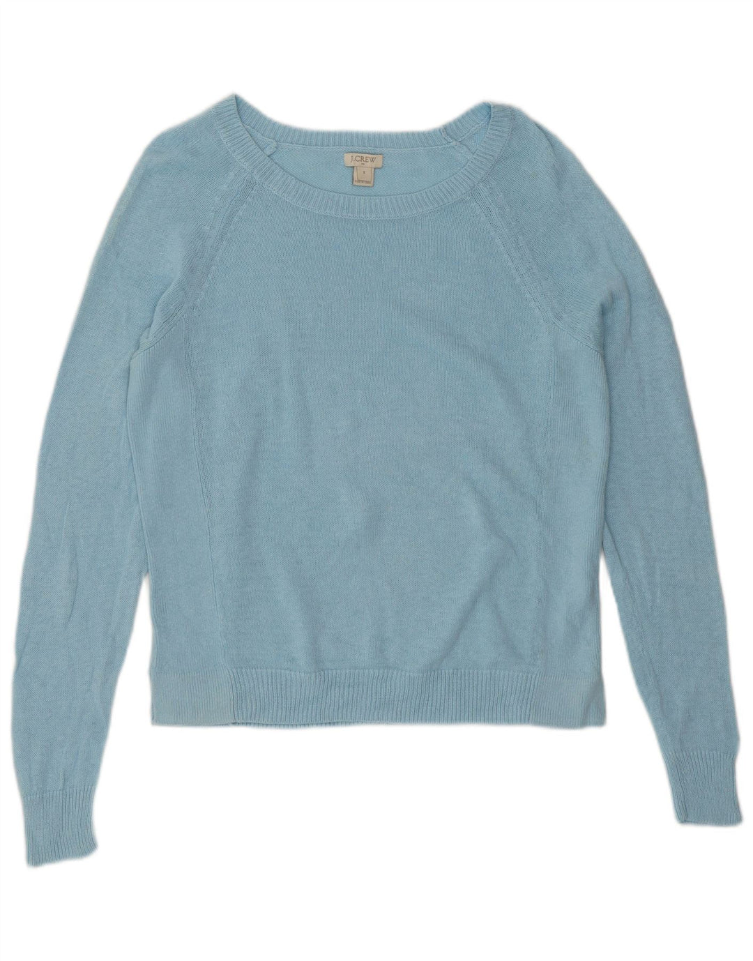 J. CREW Damen-Pullover mit bauchfreiem U-Boot-Ausschnitt, Gr. 10, Größe S, Blau, Leinen