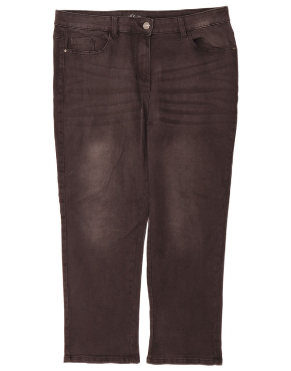 M&Co Damen Petite High Waist Straight Jeans UK 16 Large W36 L28 Schwarz