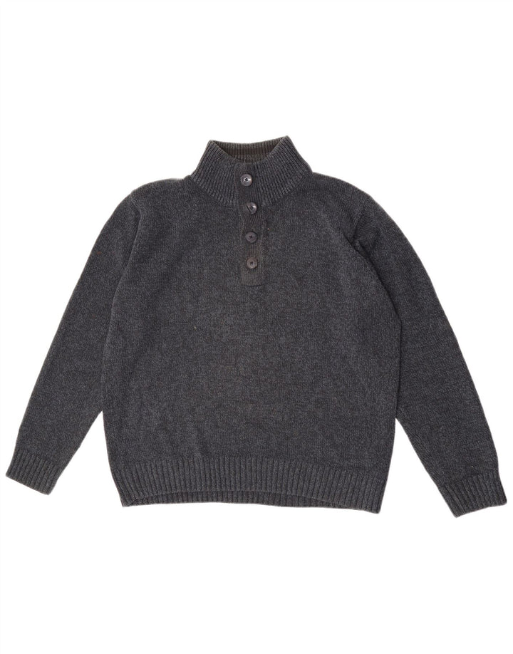 Marks & Spencer Herren-Pullover mit Knopfkragen, groß, Marineblau meliert