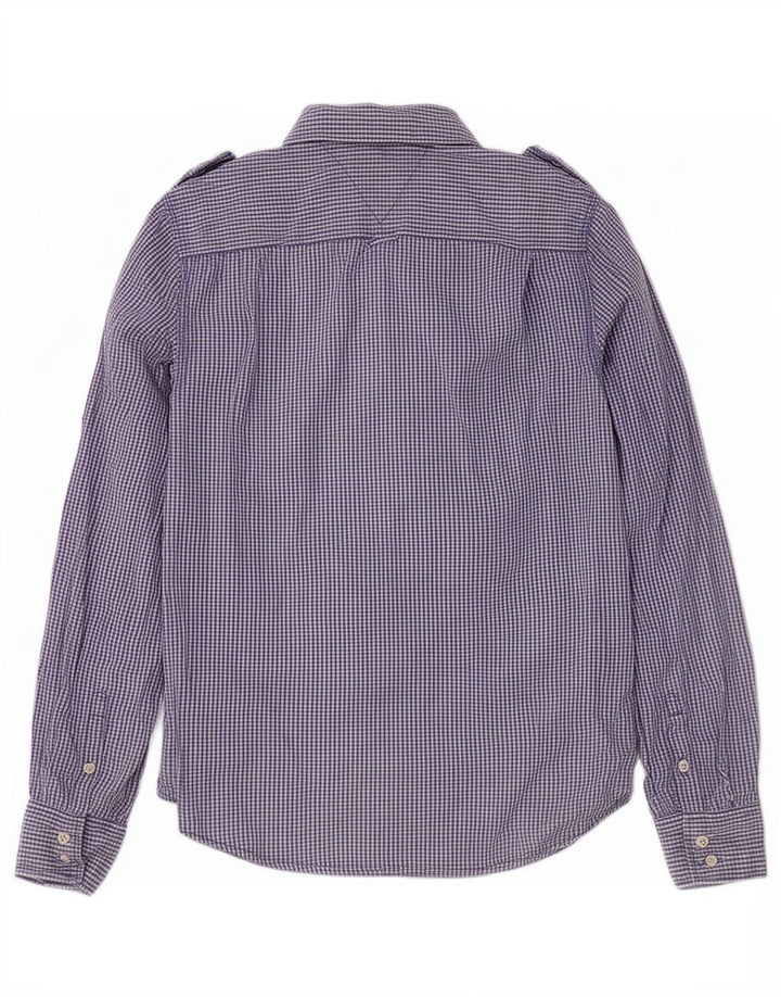 Tommy Hilfiger Herren-Militärhemd, kleine blaue Gingham-Baumwolle