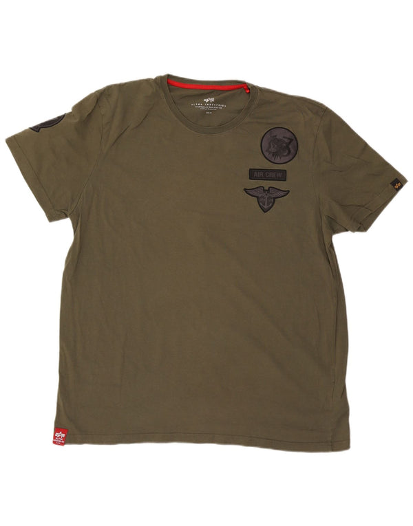 Alpha Industries Herren Grafik-T-Shirt Top 3XL Khaki Baumwolle