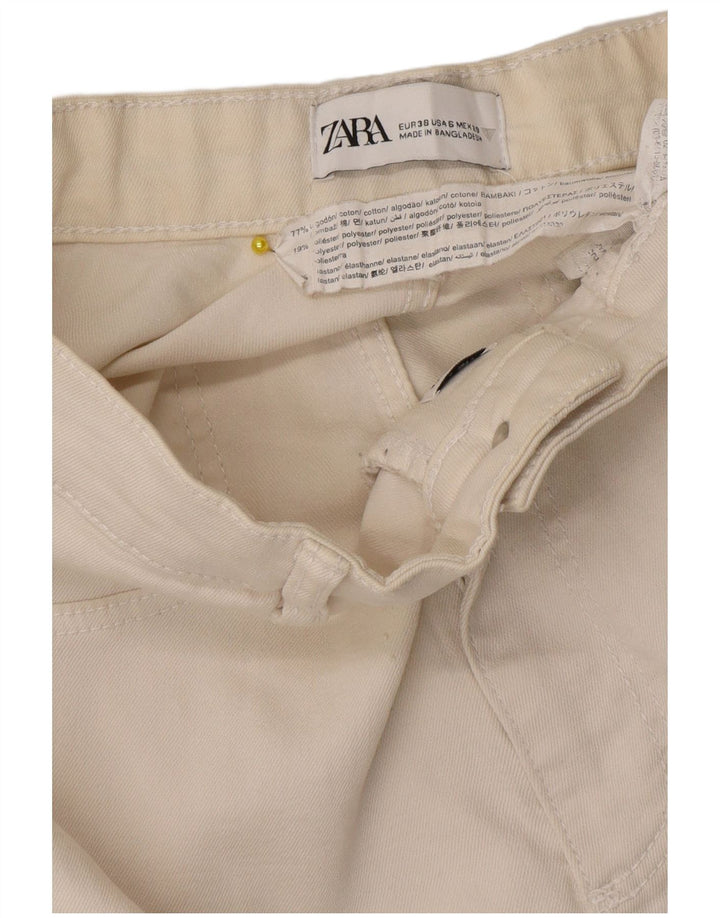 Zara Damen Slim Jeans EU 38 Small W28 L29 Off White Baumwolle