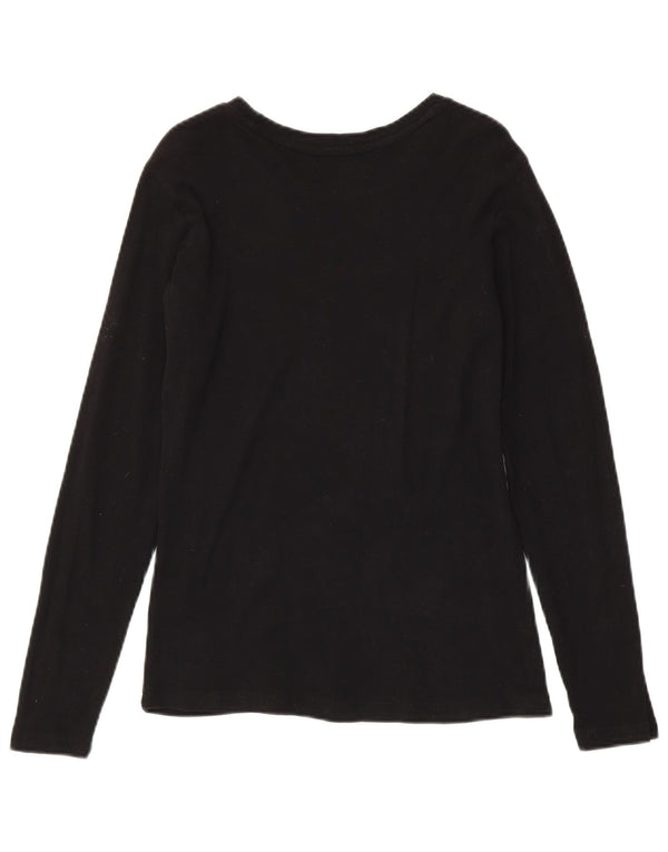 Kappa Womens Graphic Top Langarm UK 14 Große schwarze Baumwolle