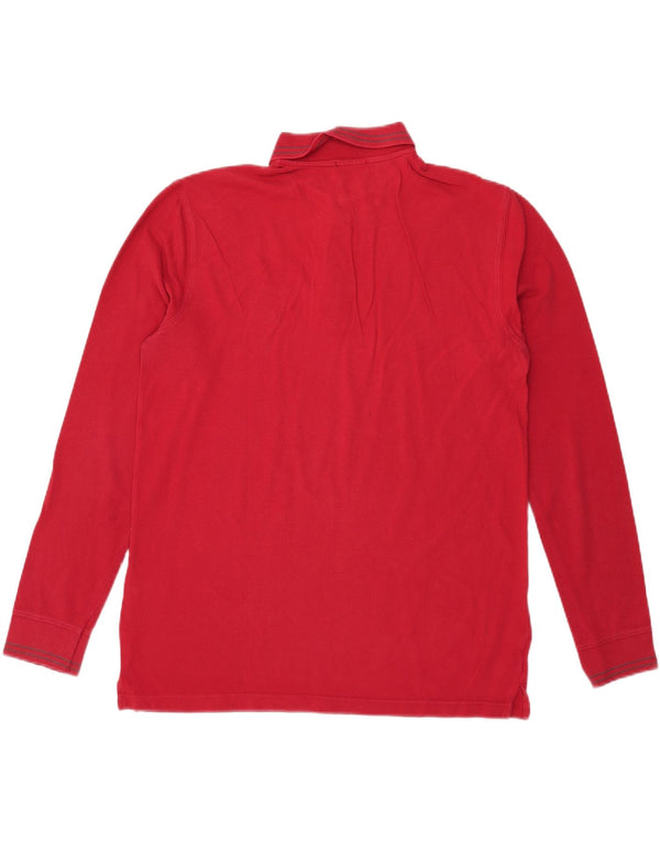 Trussardi Herren-Langarm-Poloshirt IT 54 XL aus roter Baumwolle