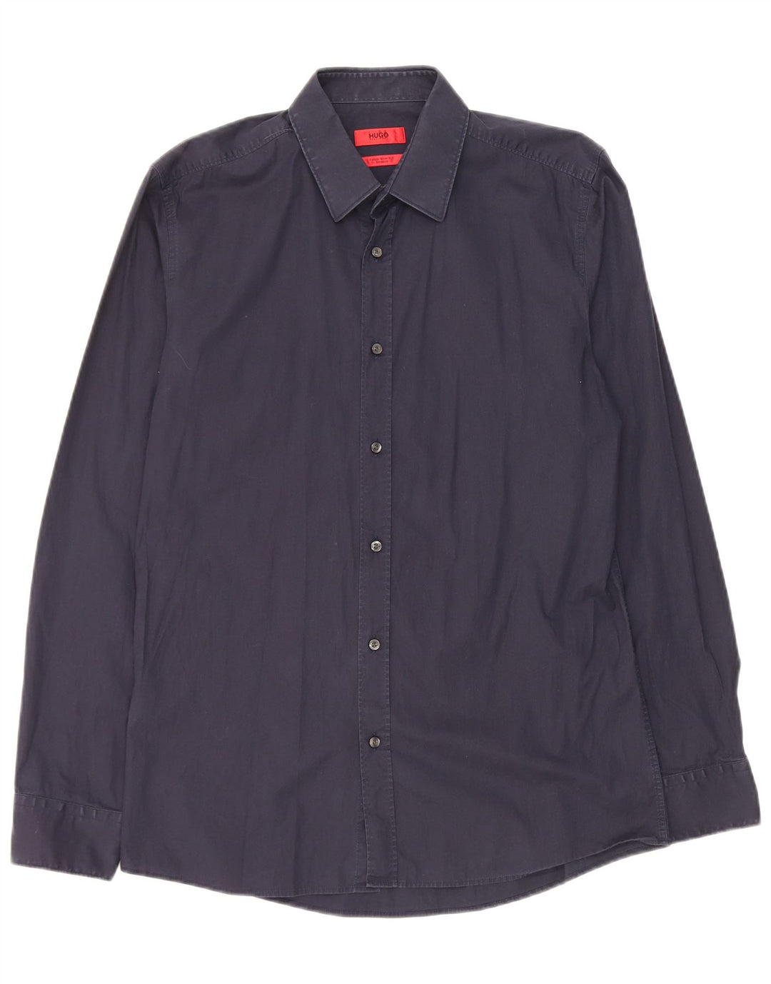 Hugo Boss Herren-Hemd mit extra schmaler Passform, Größe 40, mittelmarineblaue Baumwolle