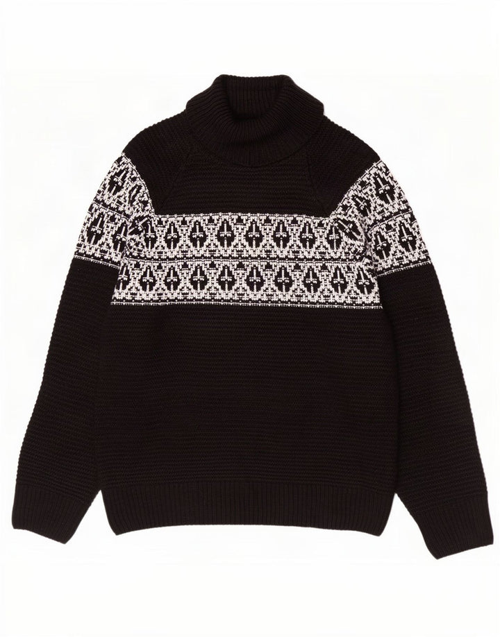 Marks & Spencer Herren-Pullover mit Rollkragen, groß, Schwarz, Fair-Isle-Acryl