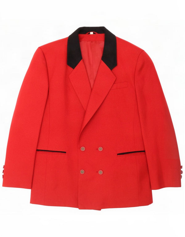 Vintage Damen Zweireiher-Blazerjacke in Übergröße, UK 18 XL, rote Wolle