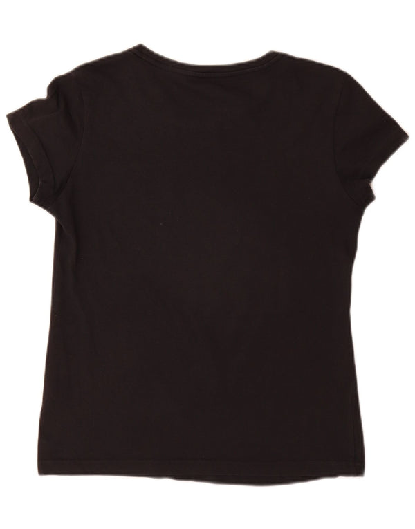 Adidas Damen Grafik T-Shirt Top UK 8/10 Small Schwarz Baumwolle