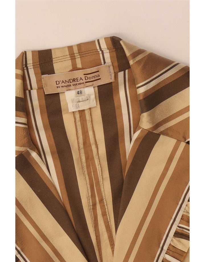 Vintage Damen 3 Knopf 3/4 Ärmel Blazer Jacke IT 48 XL Beige gestreift