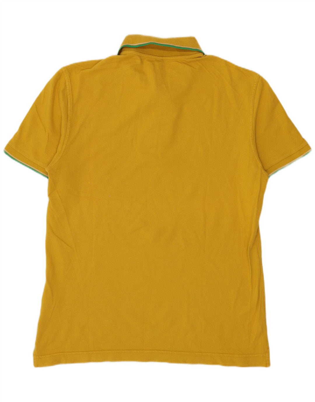 BENETTON Herren-Poloshirt, klein, gelbe Baumwolle