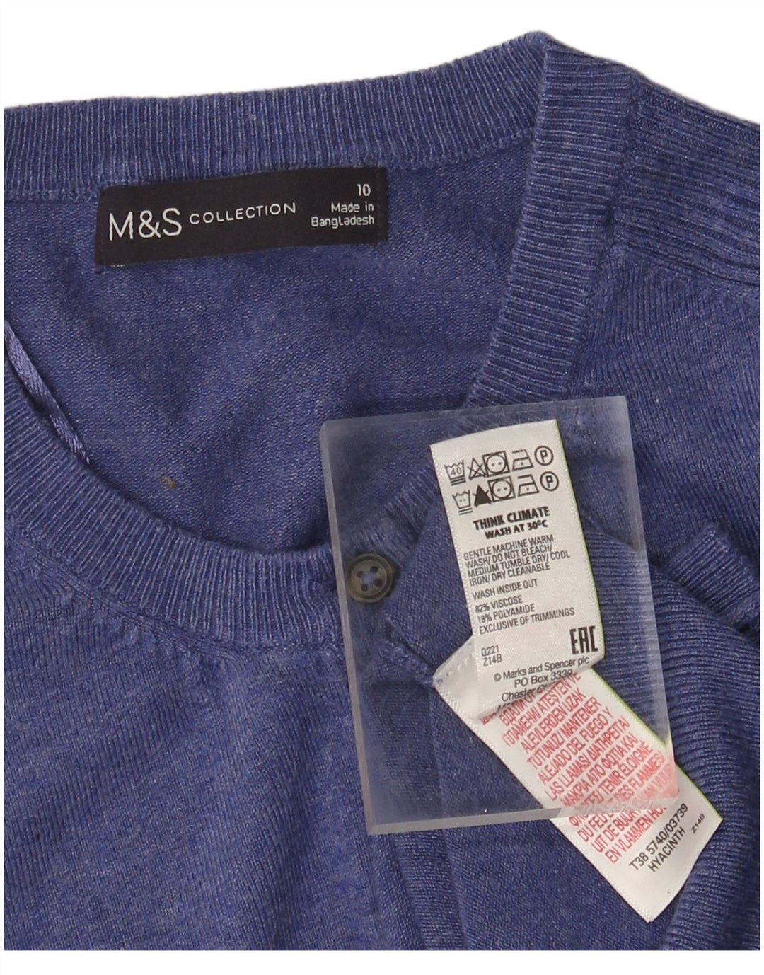 MARKS & SPENCER Damen-Cardigan-Pullover UK 10 Kleine blaue Viskose