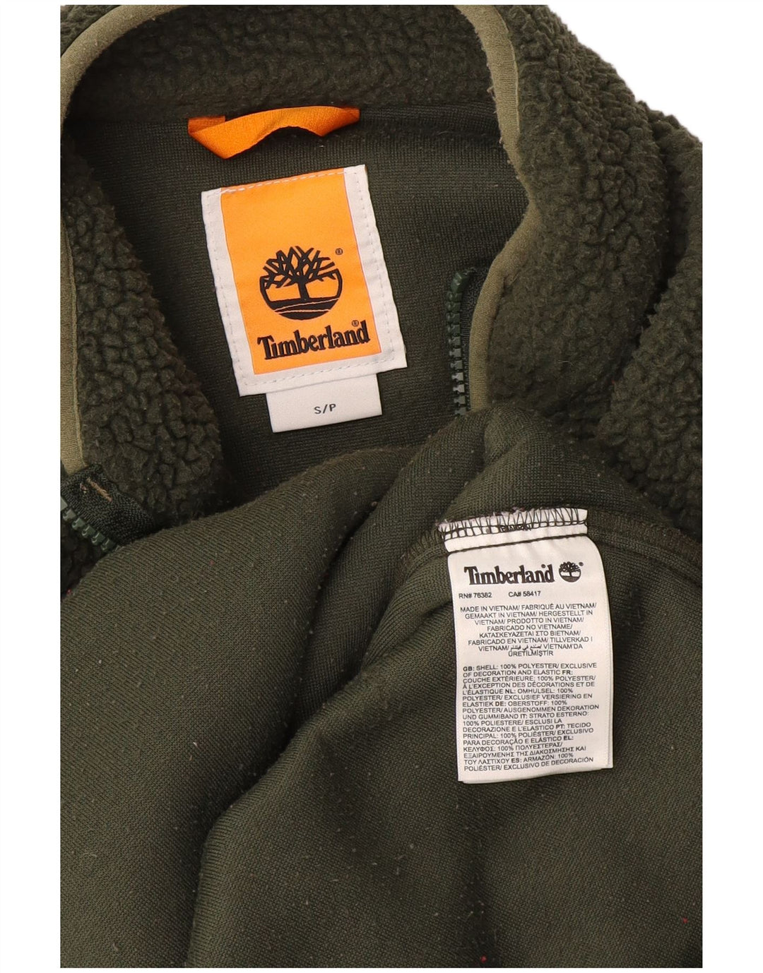 Timberland Herren-Fleecepullover mit Reißverschluss am Hals, klein, grün, Polyester