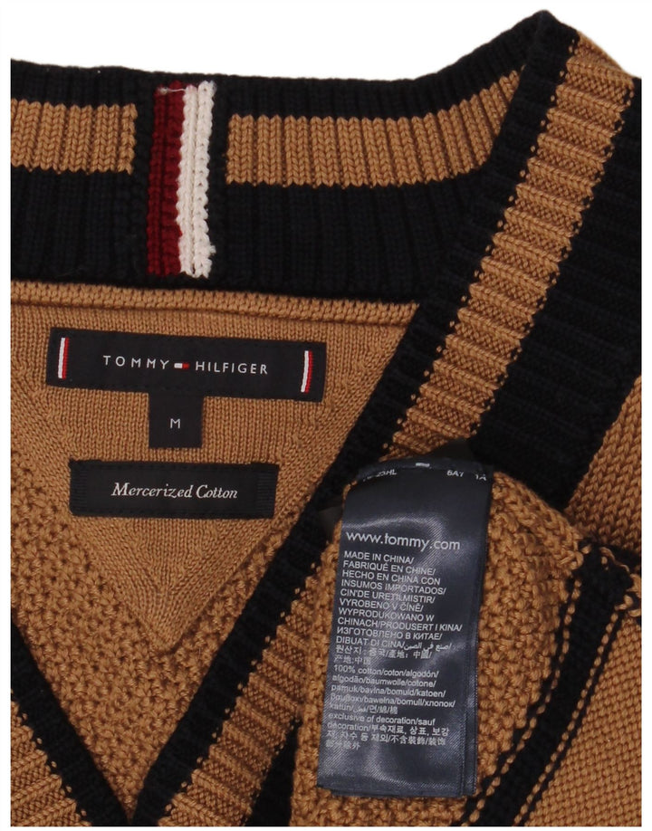 Tommy Hilfiger Herren-Pullover mit V-Ausschnitt, Mittelbraun, Farbblock